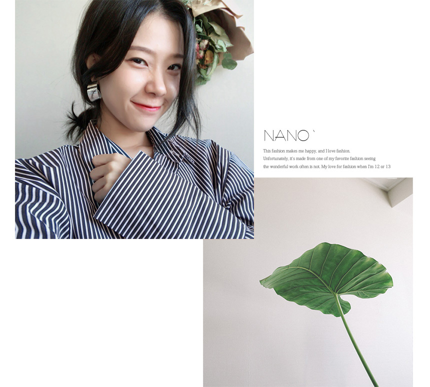 Loose-fit striped cuff -s-shirt Women's Fall Fa