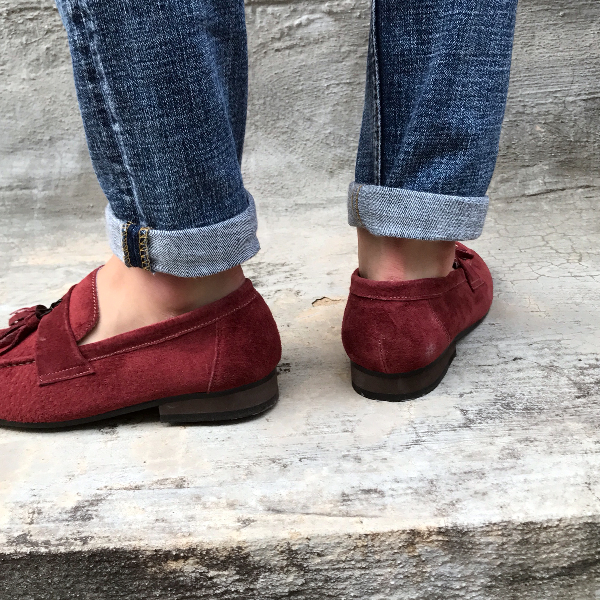 Men's suede tassel looper handmade shoes 7color
