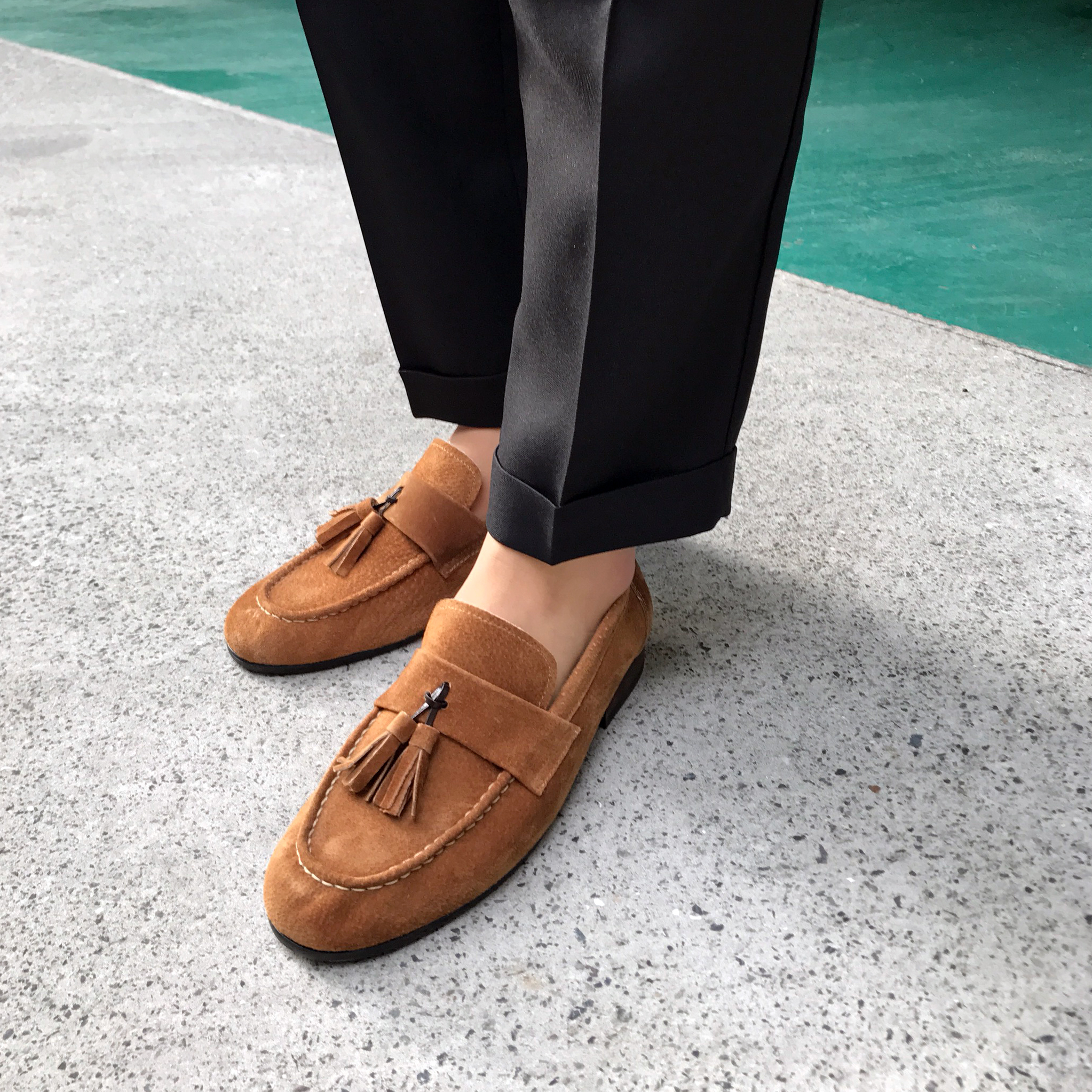 Men's suede tassel looper handmade shoes 7color