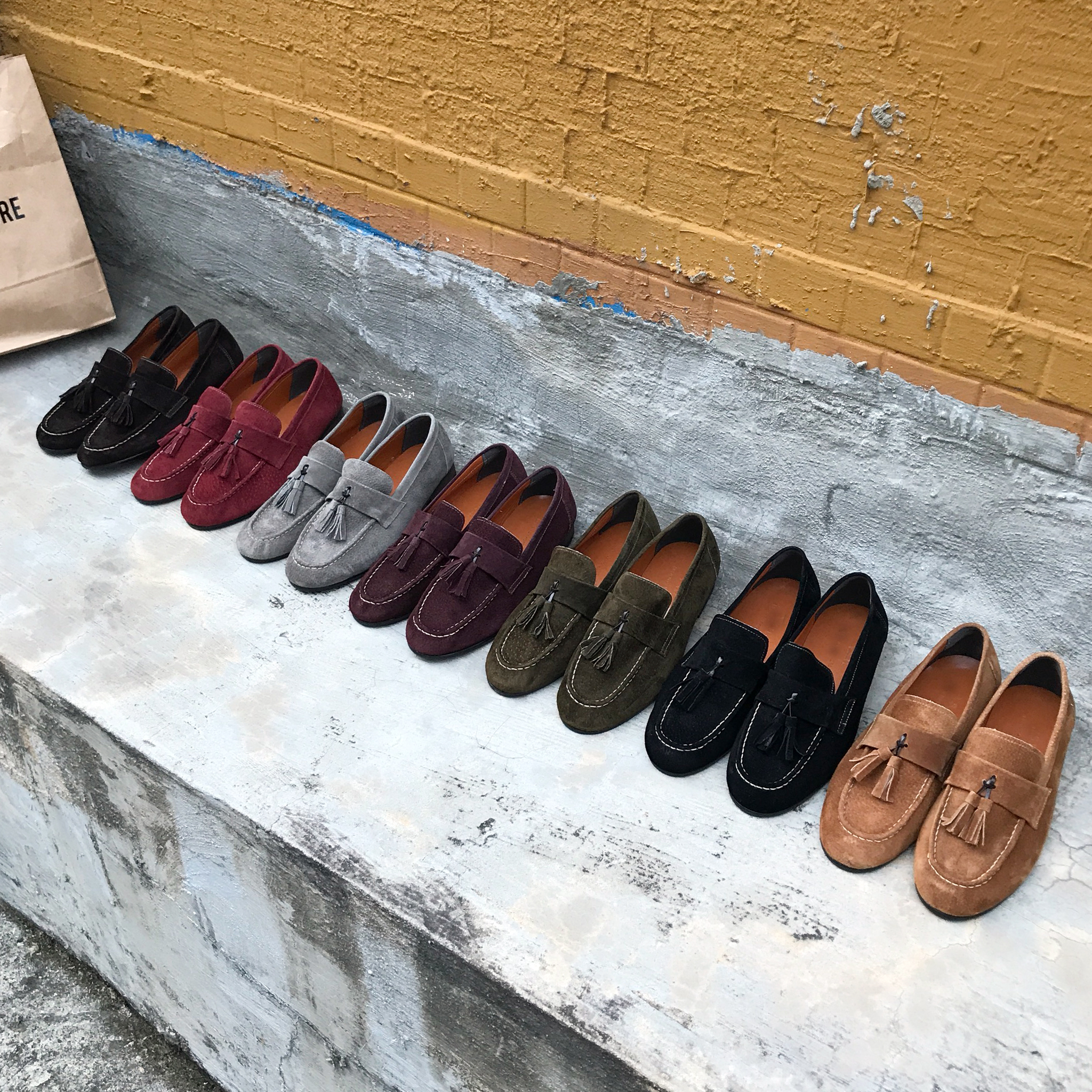 Men's suede tassel looper handmade shoes 7color