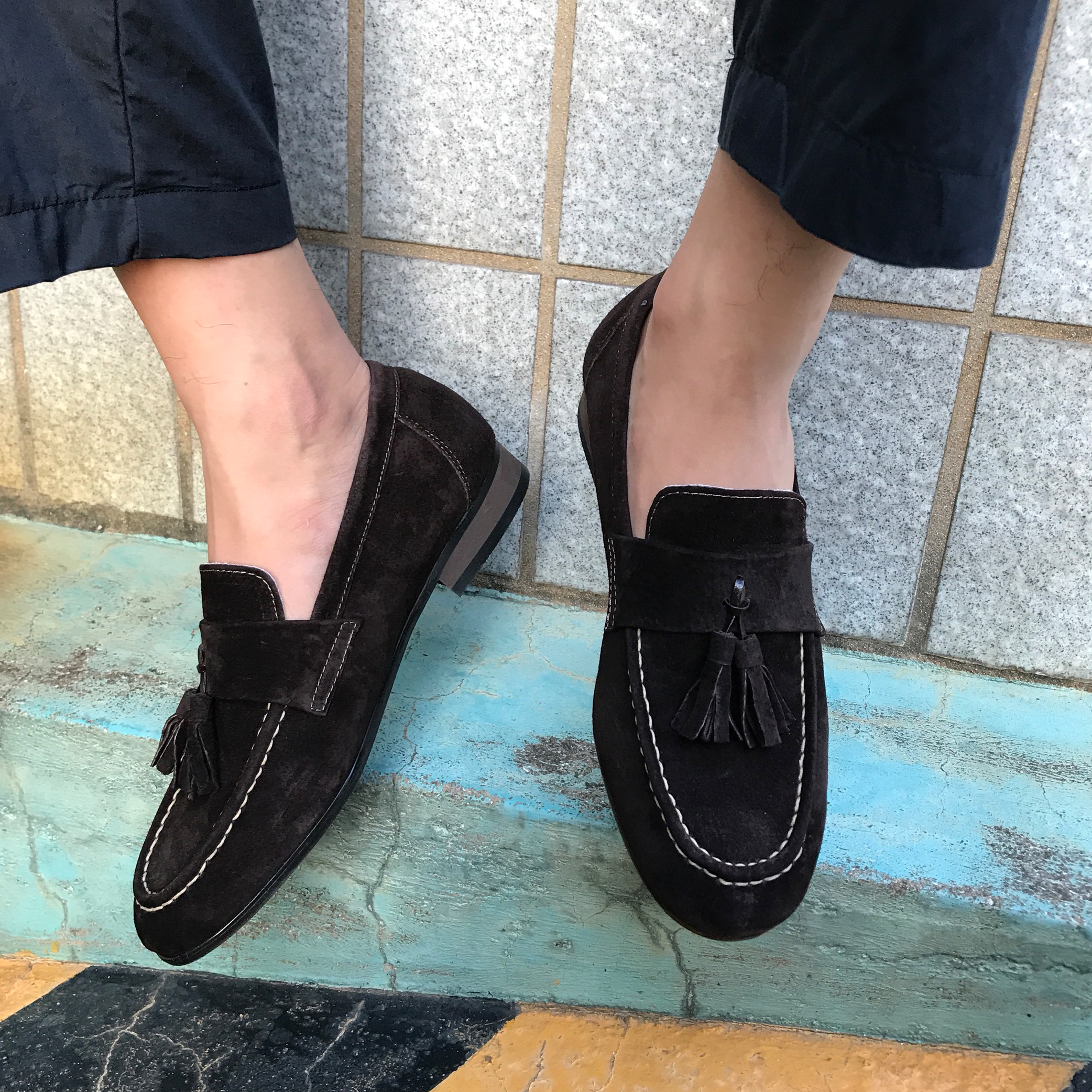Men's suede tassel looper handmade shoes 7color