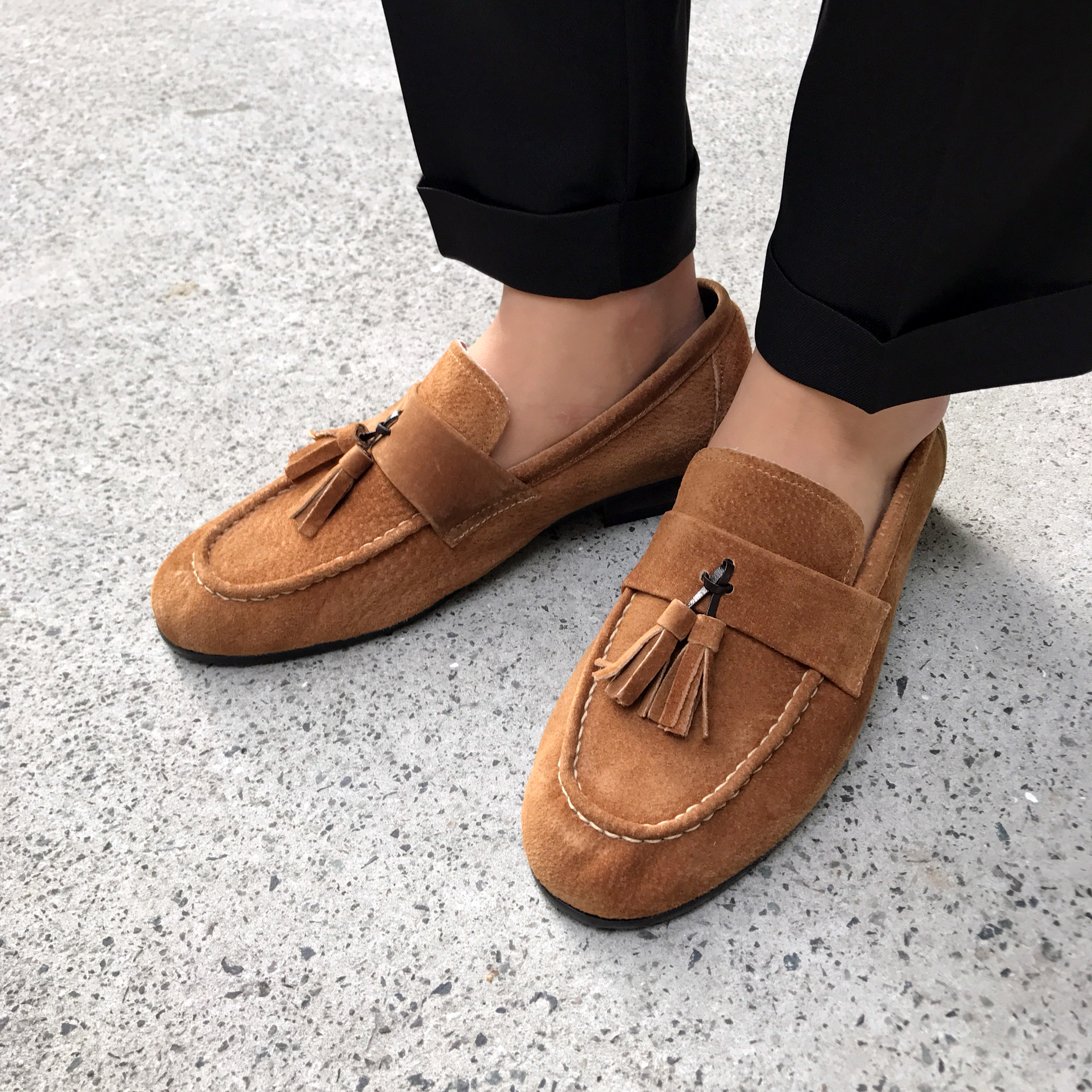 Men's suede tassel looper handmade shoes 7color