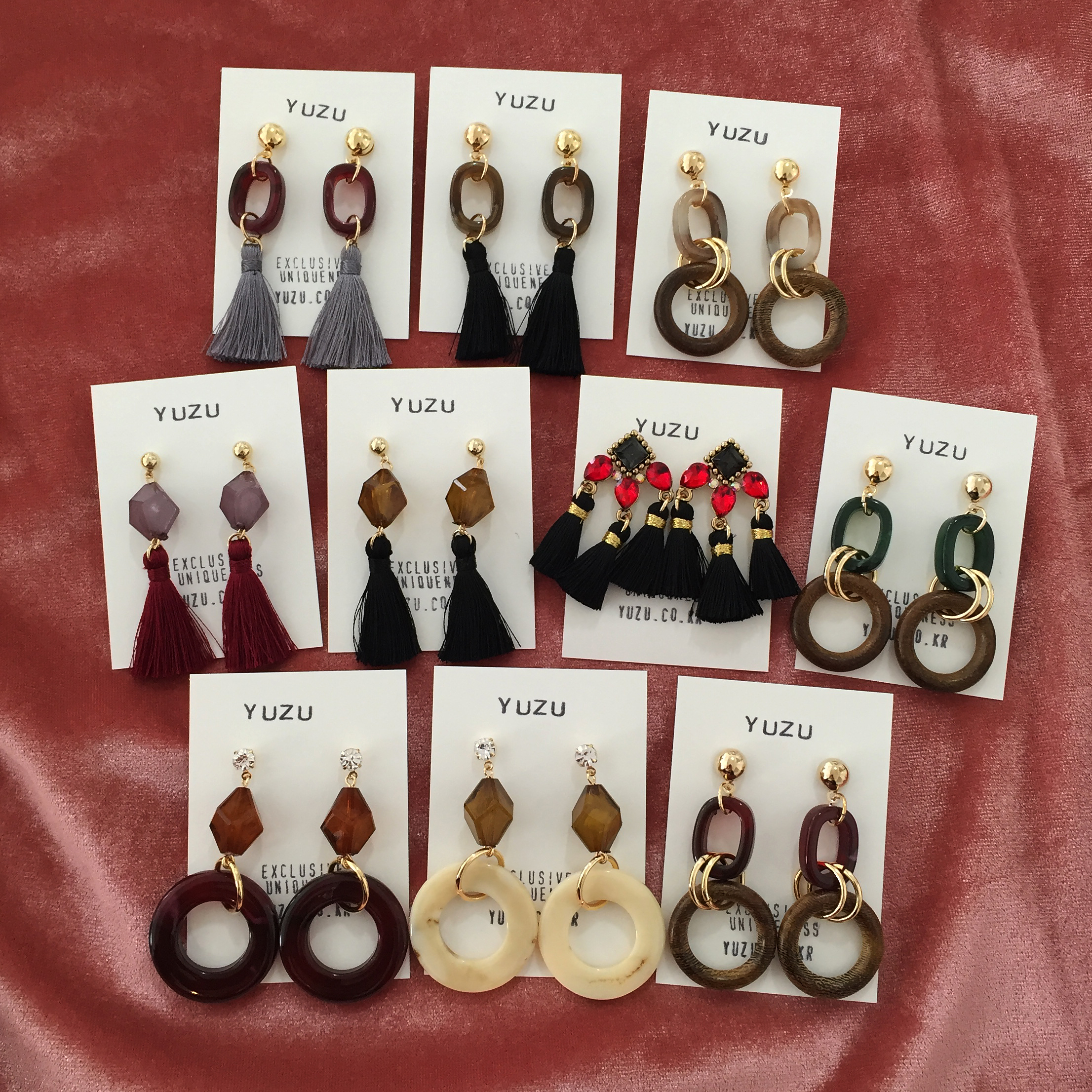 Tasswood earrings 5 ​​species 8900 won Tassle autu