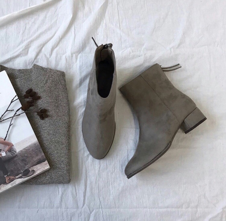Suede Angle Tassel Chelsea Boots Round Nose Simple