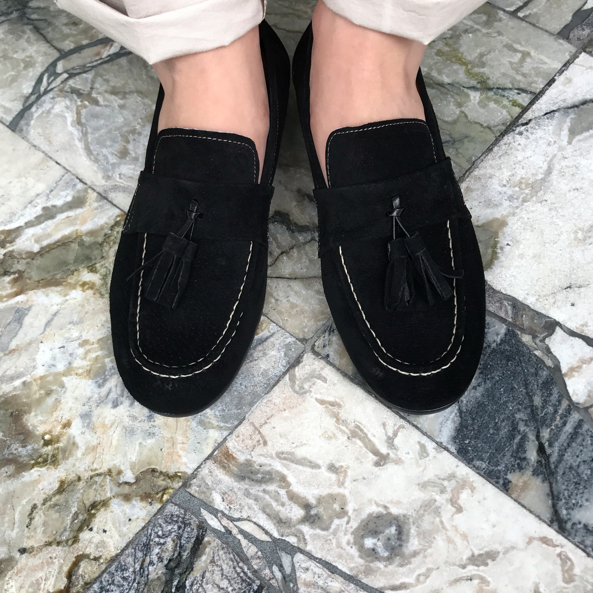 Men's suede tassel looper handmade shoes 7color
