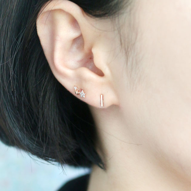 Mini Stick 14k Earring Gold 30s 14k Daily 14k Simp