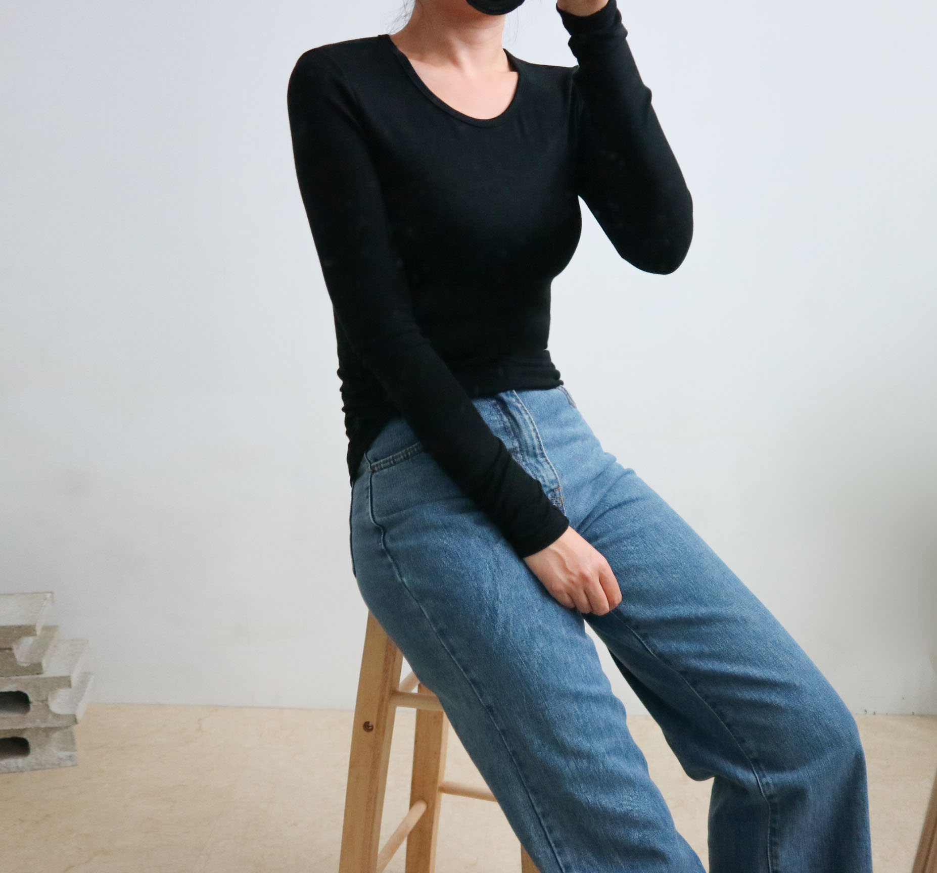 Women Jeans Pants Fall High Waist Long Wide Wide D