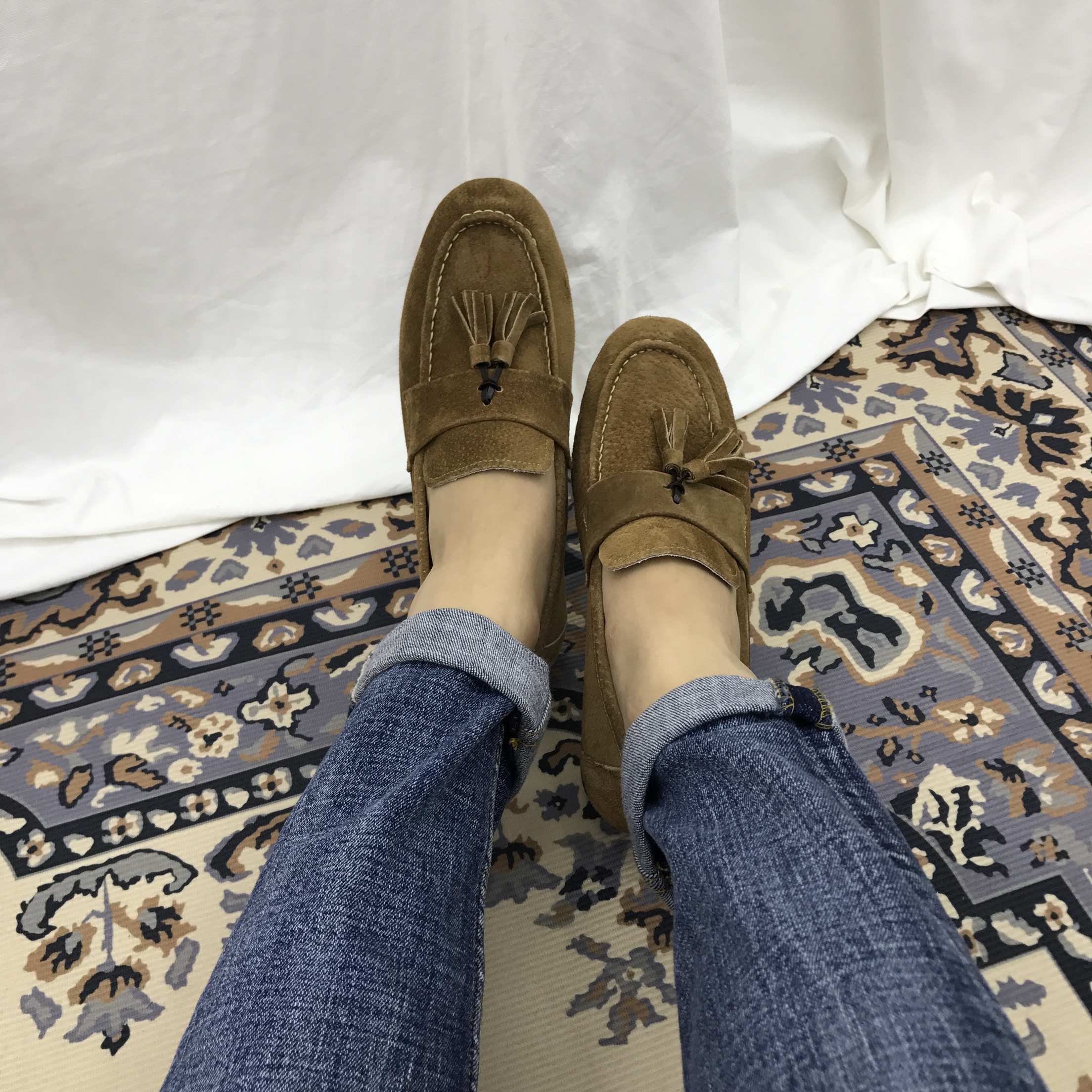 Men's suede tassel looper handmade shoes 7color