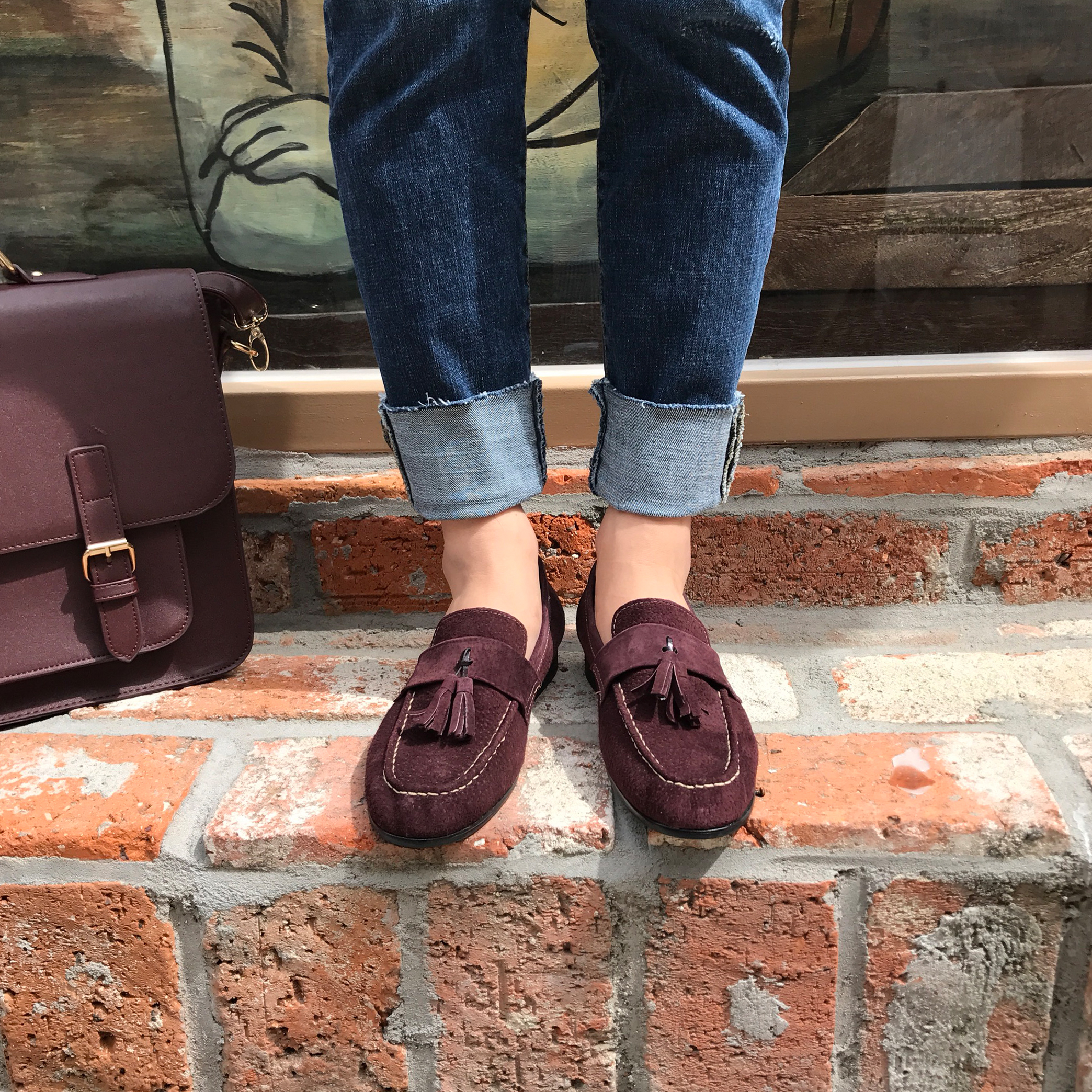 Men's suede tassel looper handmade shoes 7color