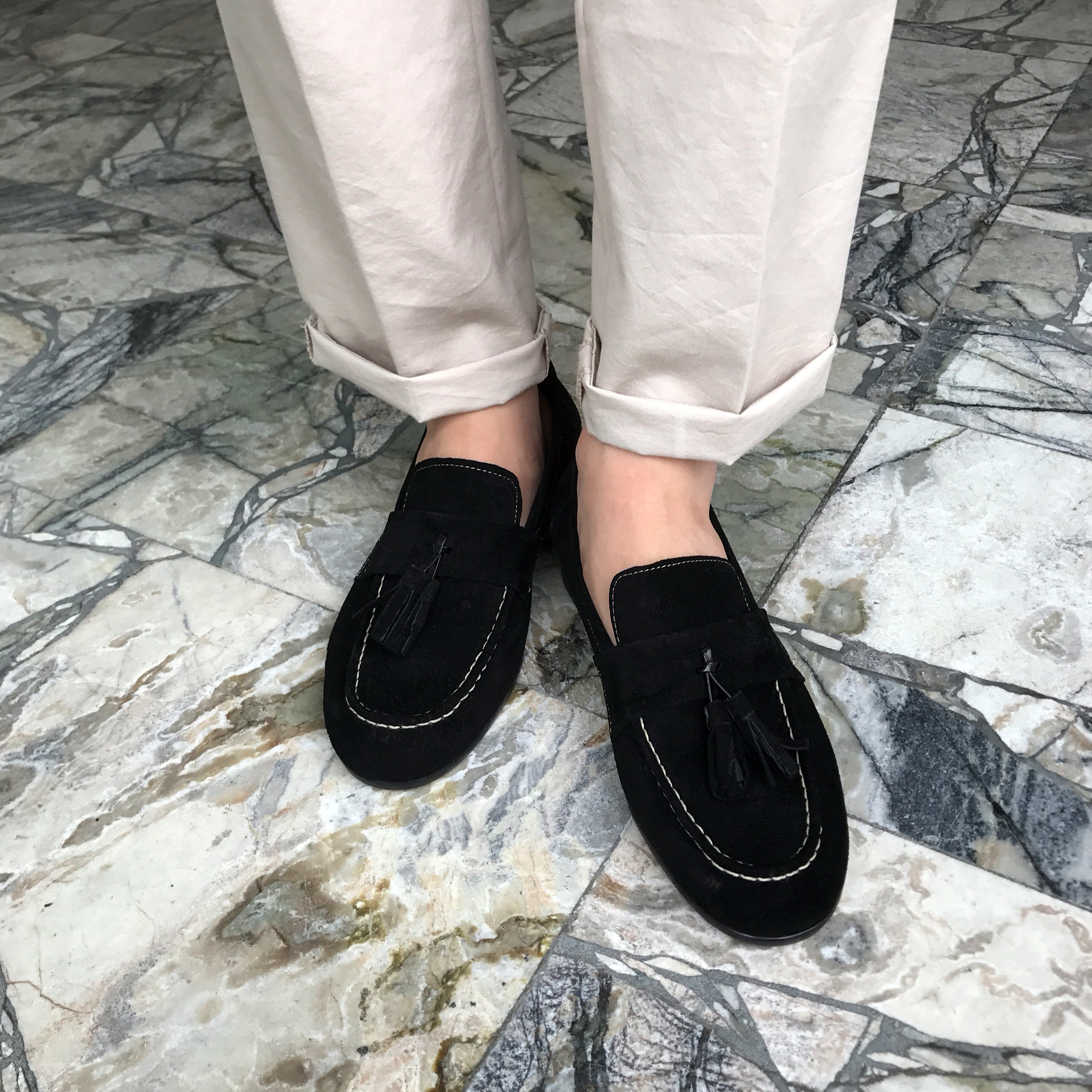 Men's suede tassel looper handmade shoes 7color