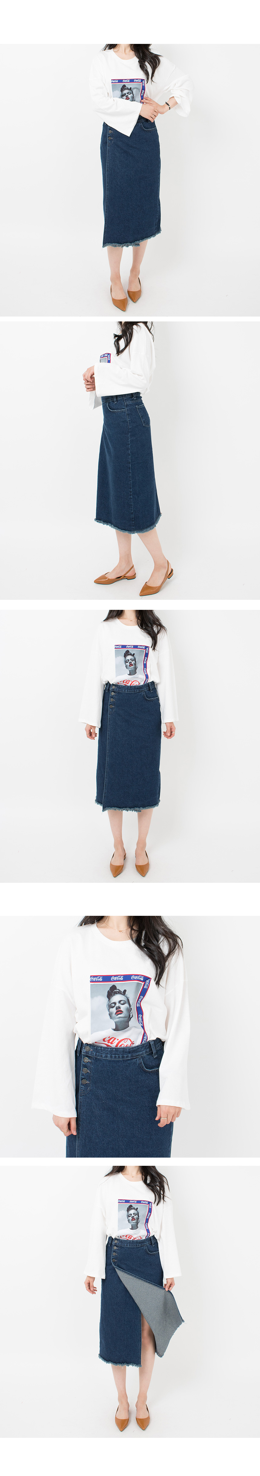 Denim Skirt Midi high waist denim wrap skirt Jin J