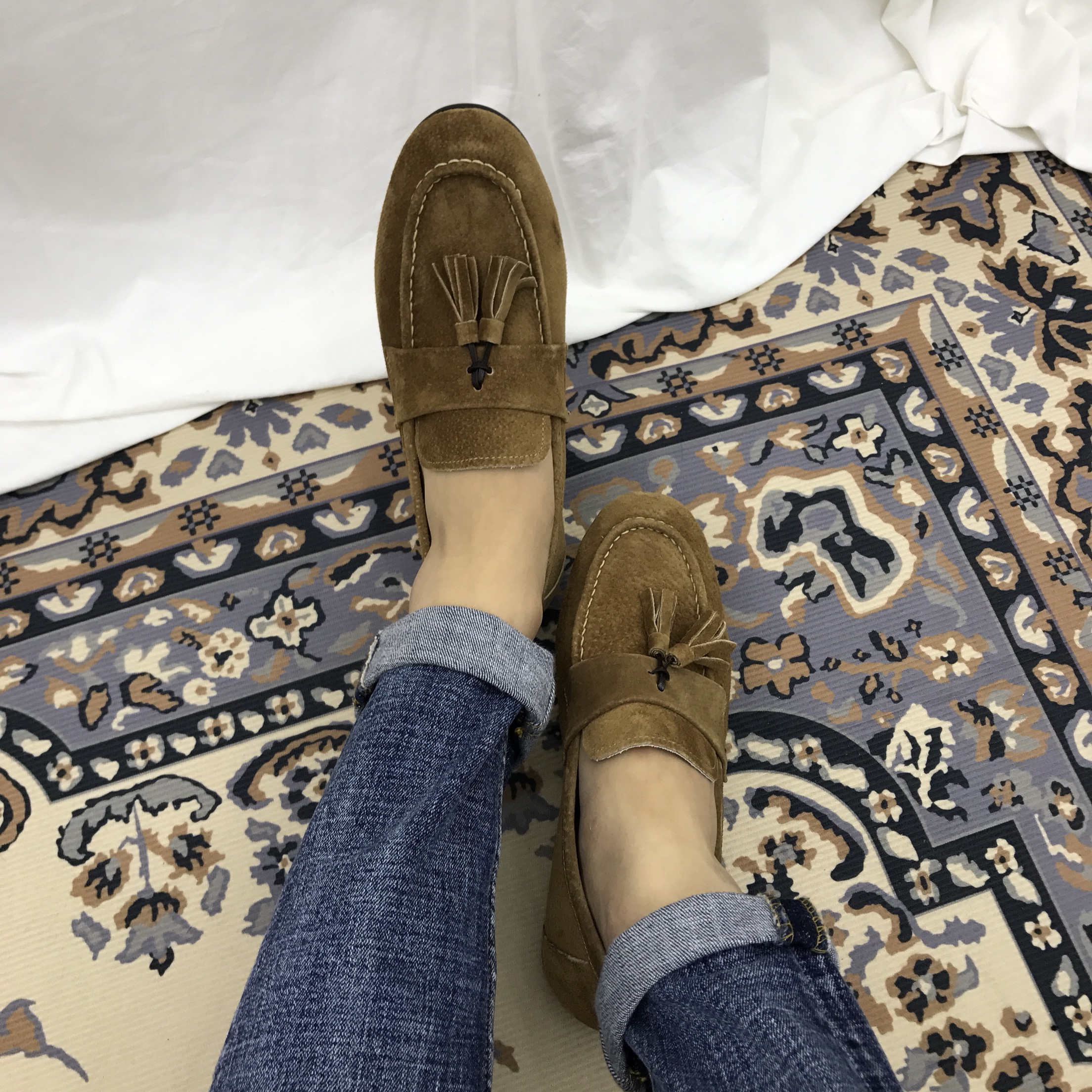 Men's suede tassel looper handmade shoes 7color
