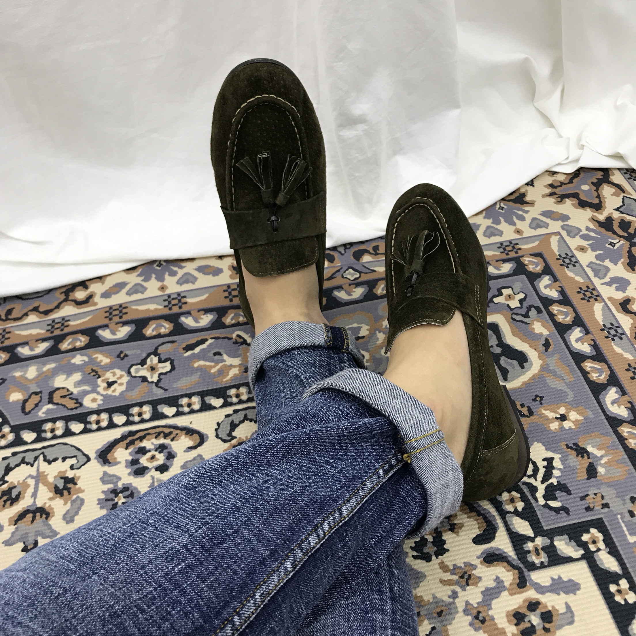 Men's suede tassel looper handmade shoes 7color