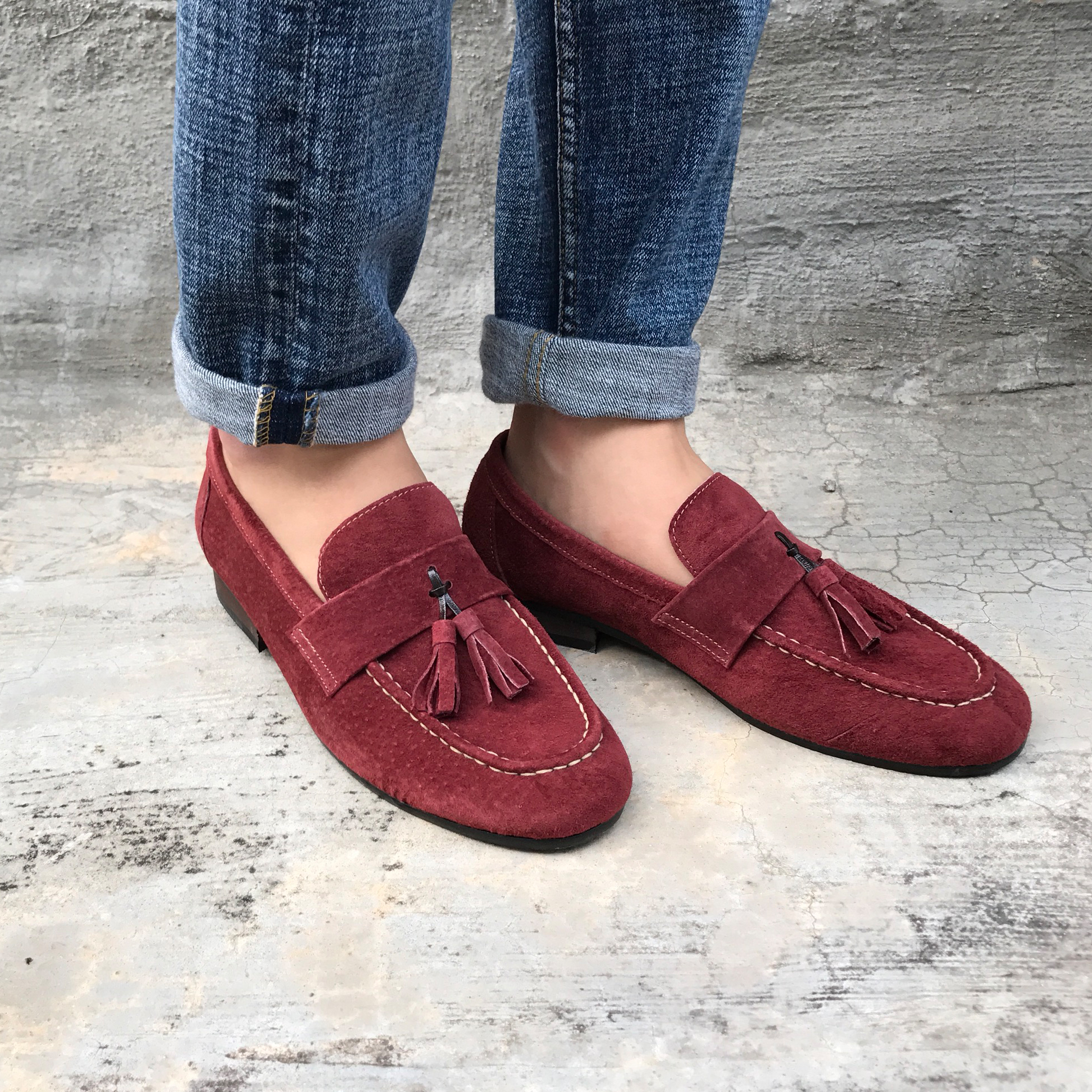 Men's suede tassel looper handmade shoes 7color