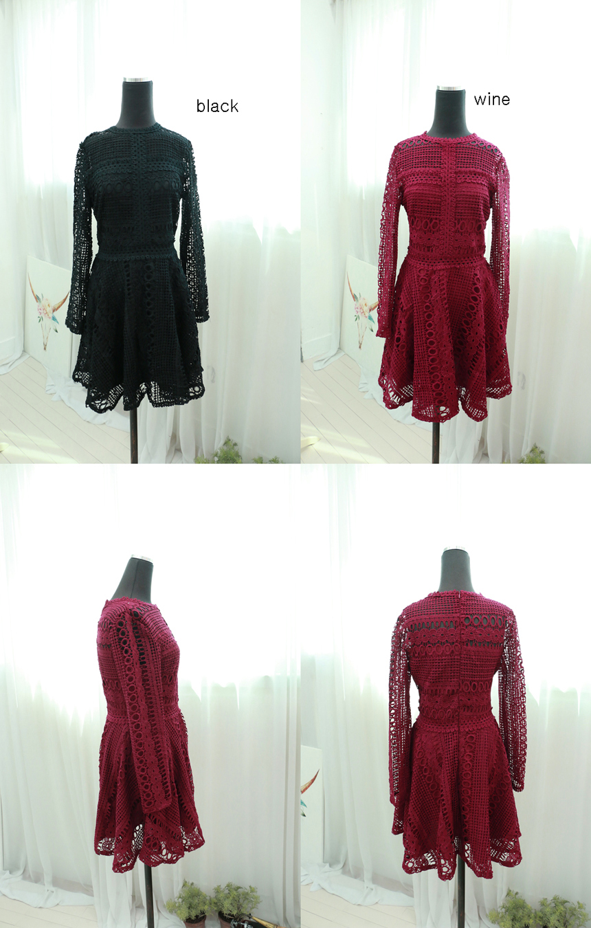 Heart Signal Bae Yun-kyung Red Wine Lace One Piece