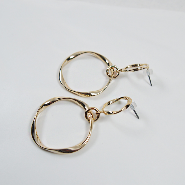 Twisted Ring Gold Color Drop Earring Anti-allergy 