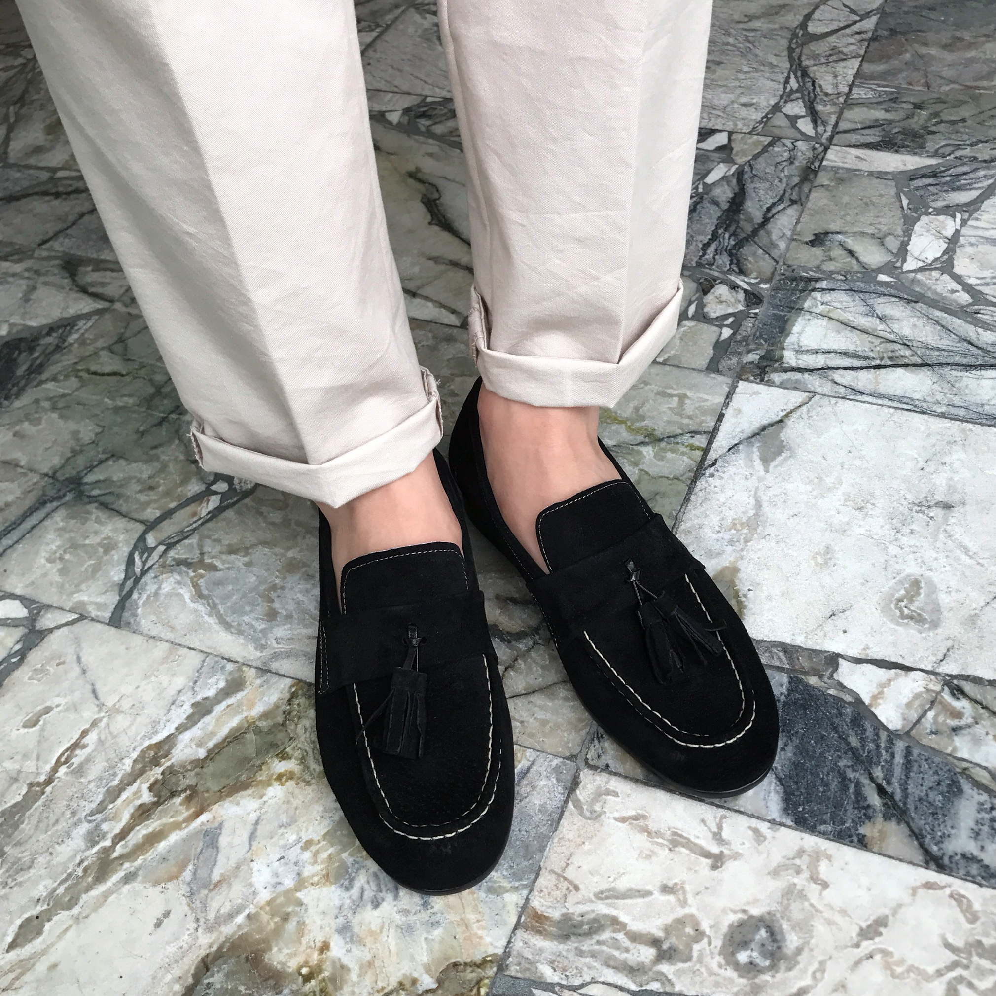 Men's suede tassel looper handmade shoes 7color