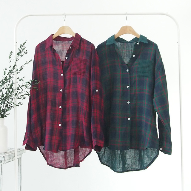 Check Cotton Shirts Women's Daily Items