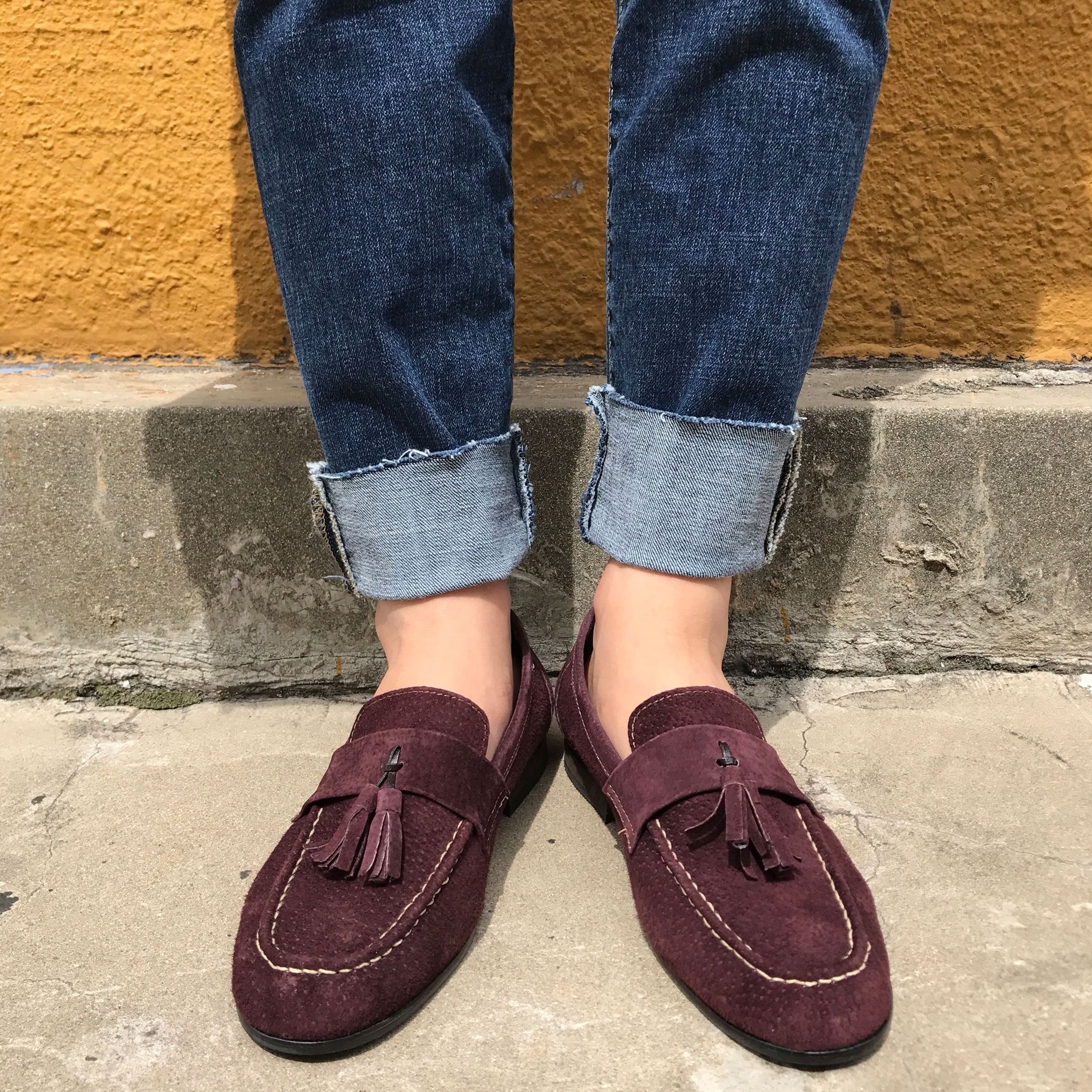 Men's suede tassel looper handmade shoes 7color