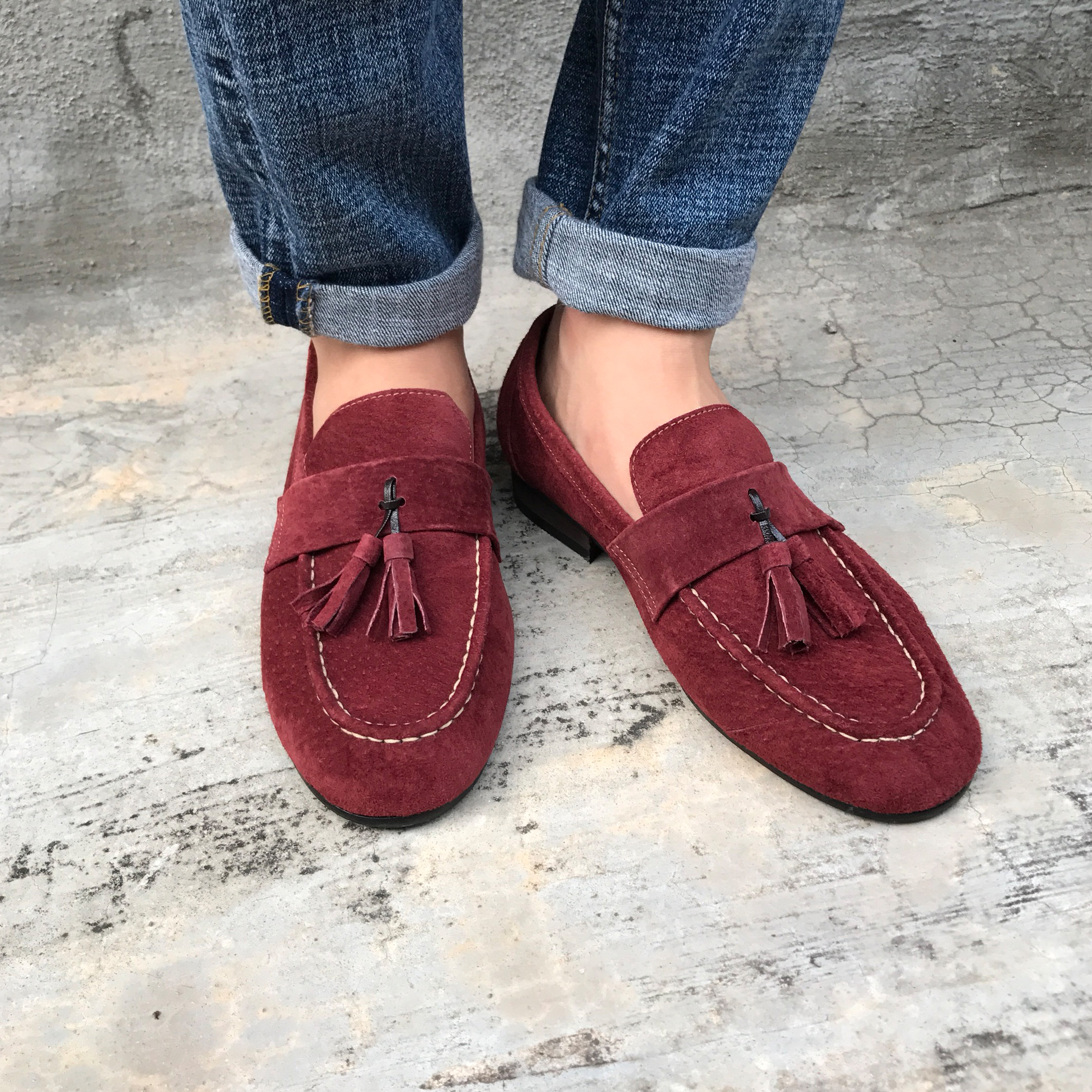 Men's suede tassel looper handmade shoes 7color