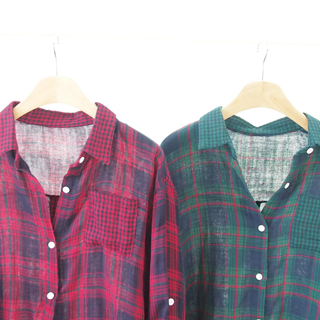 Check Cotton Shirts Women's Daily Items