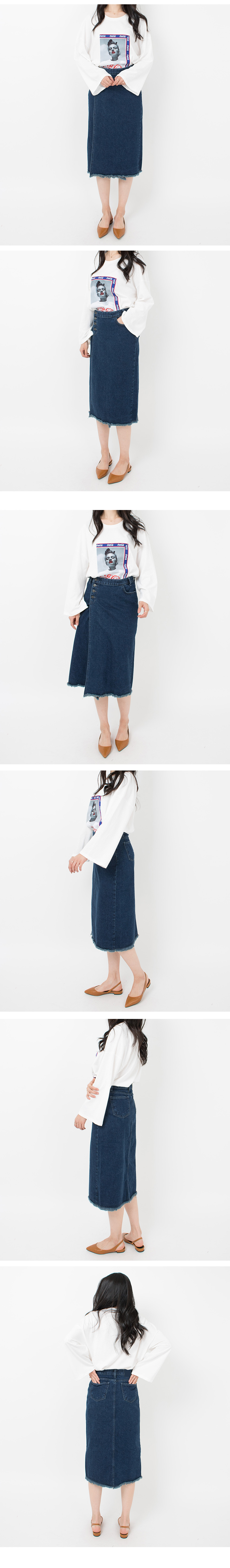 Denim Skirt Midi high waist denim wrap skirt Jin J