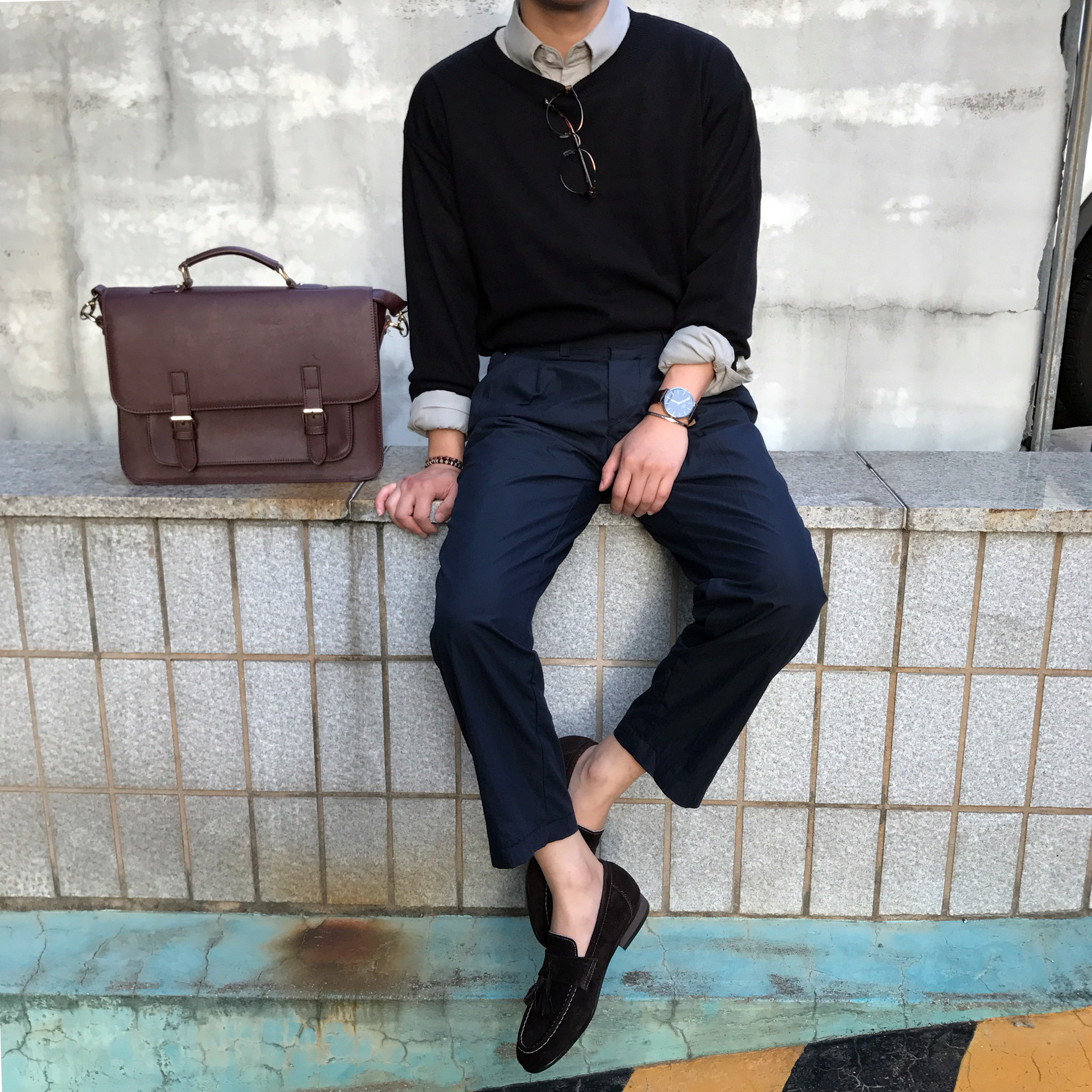 Men's suede tassel looper handmade shoes 7color