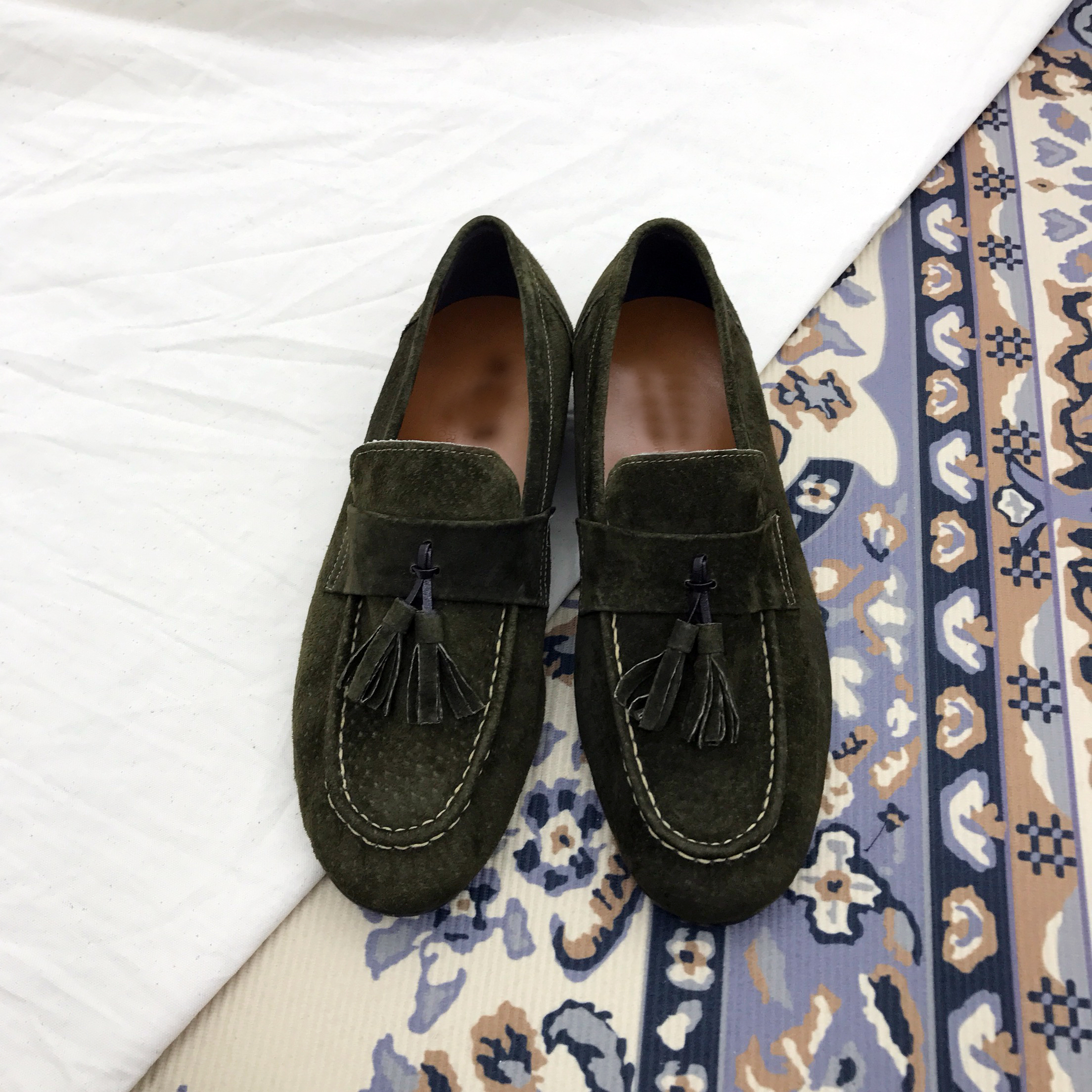Men's suede tassel looper handmade shoes 7color