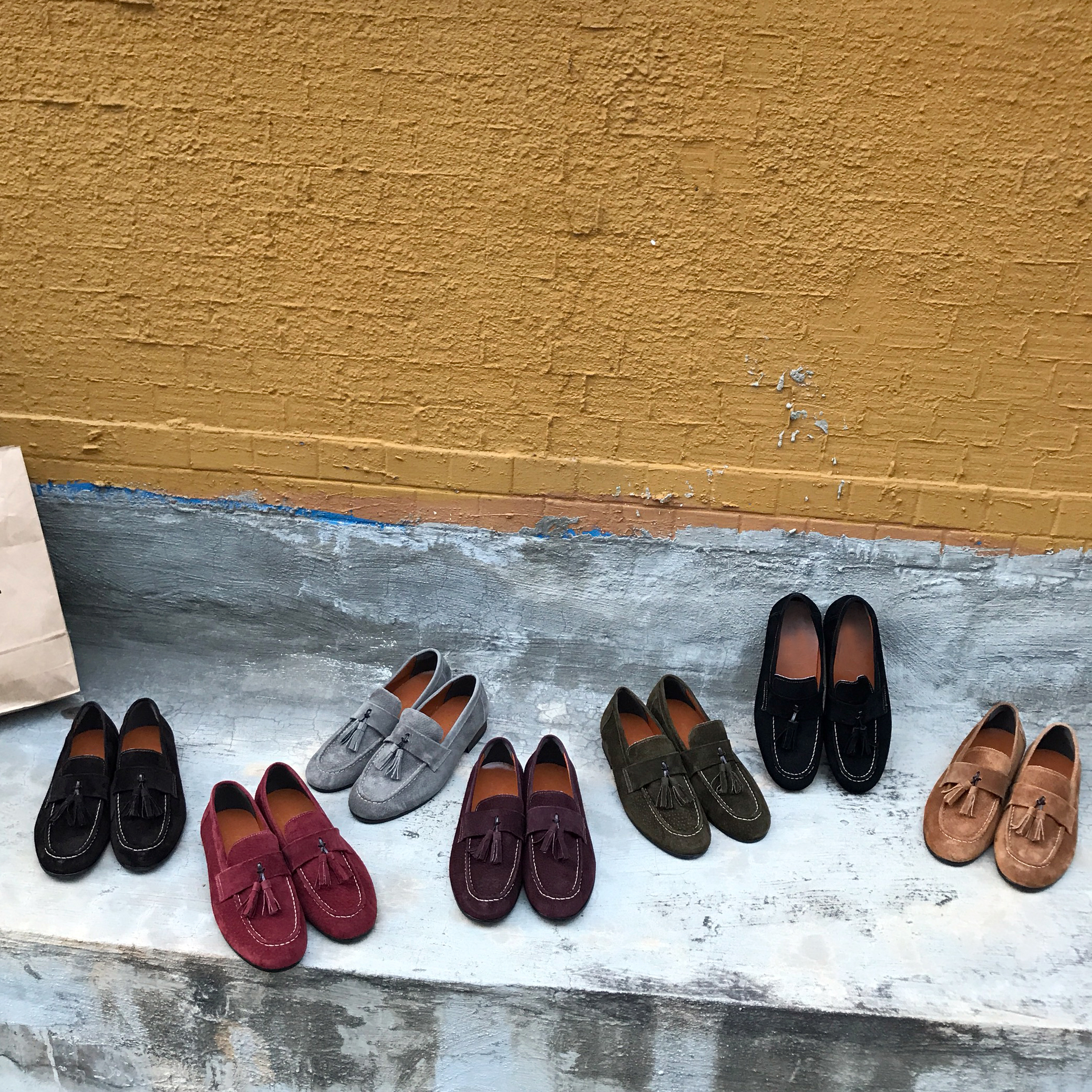 Men's suede tassel looper handmade shoes 7color