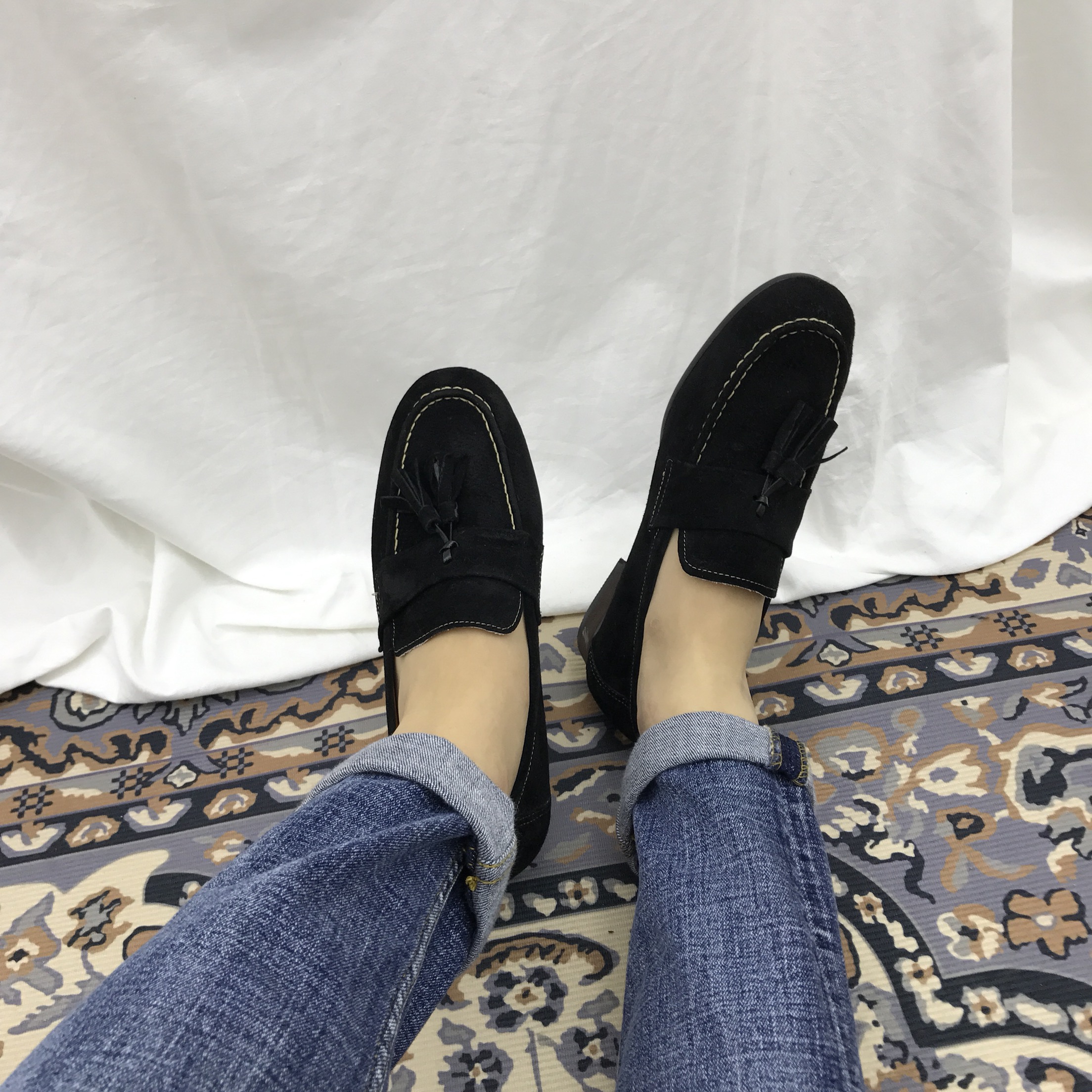 Men's suede tassel looper handmade shoes 7color