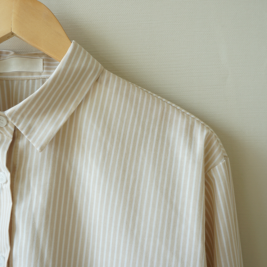 Loose-fit striped cuff -s-shirt Women's Fall Fa