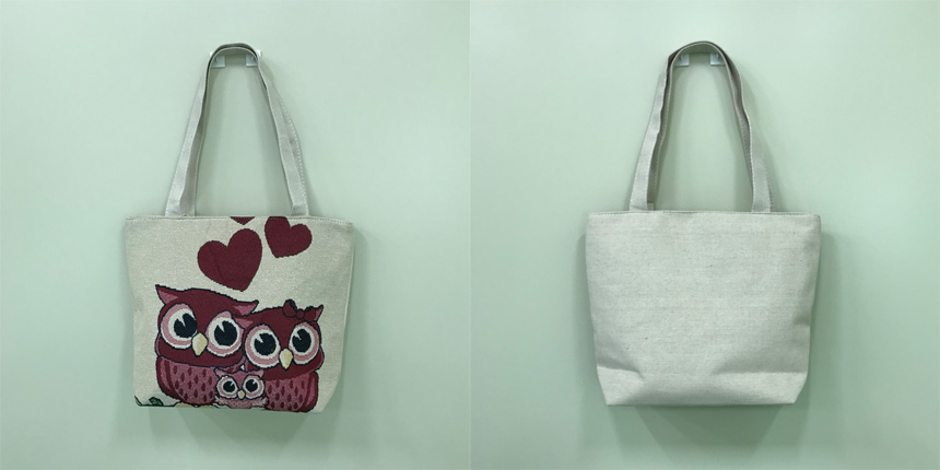 Couple Owls Embroidered Eco Bag Collection Bag Sho