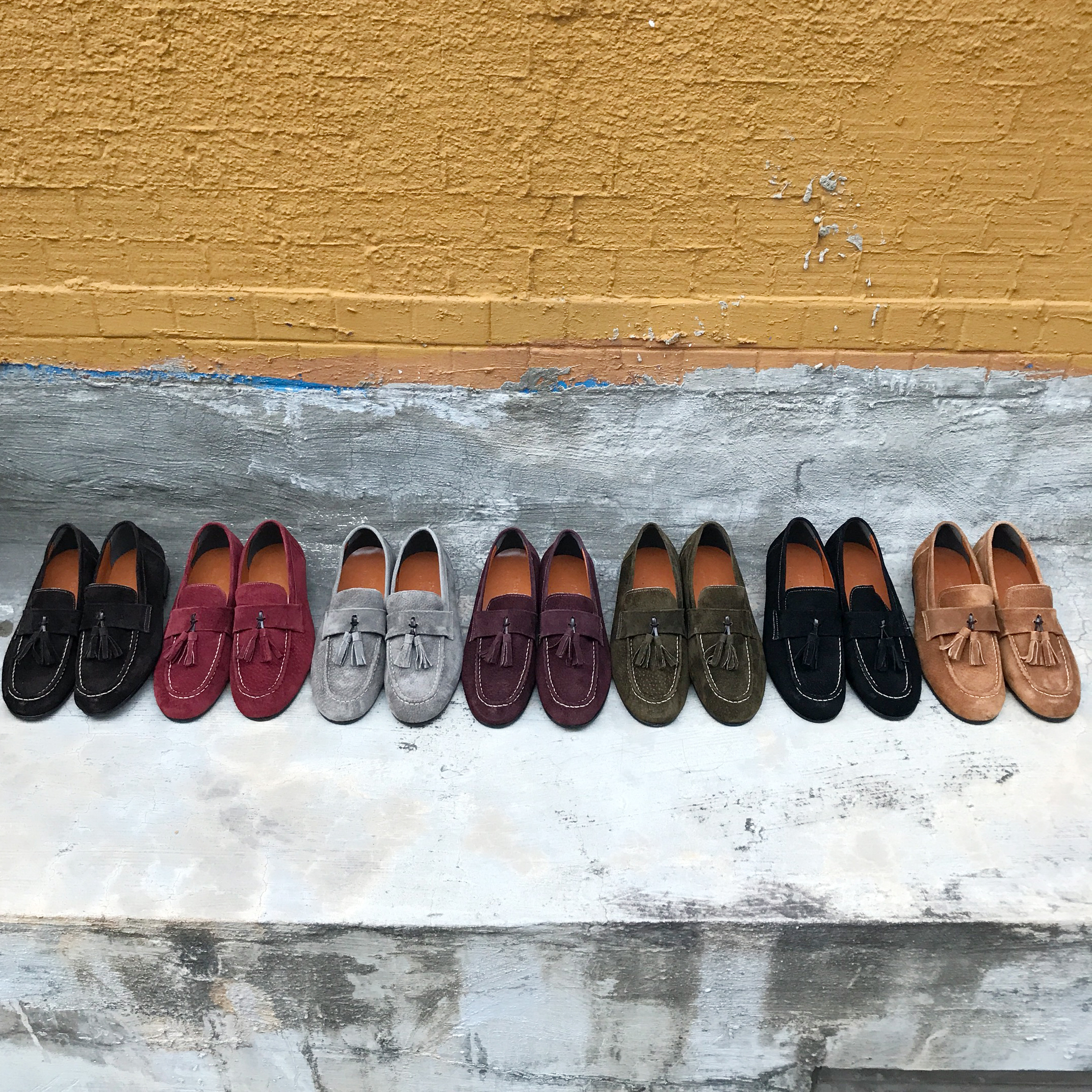 Men's suede tassel looper handmade shoes 7color