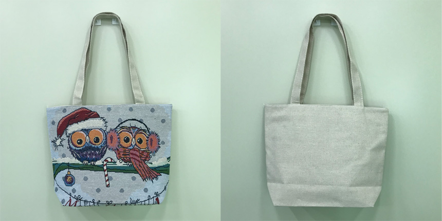 Couple Owls Embroidered Eco Bag Collection Bag Sho