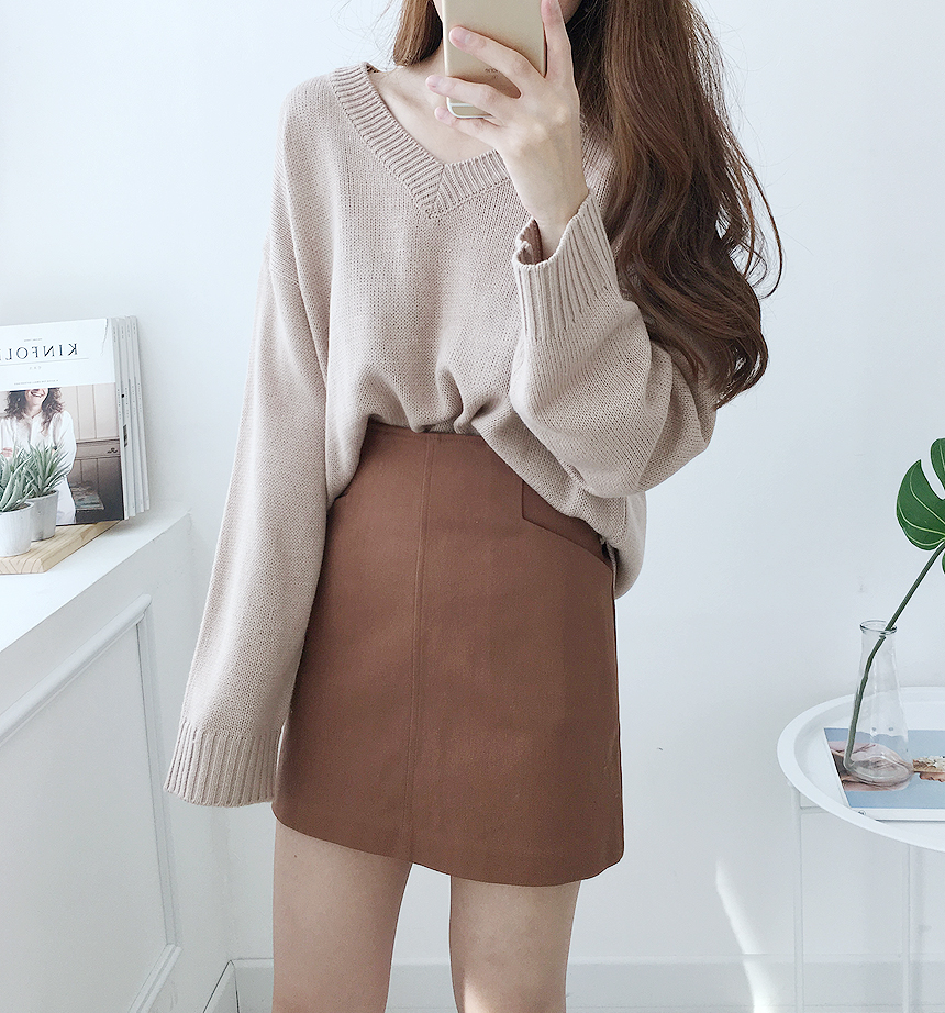 Dear A-line pocket mini skirt 4color Ballack coord