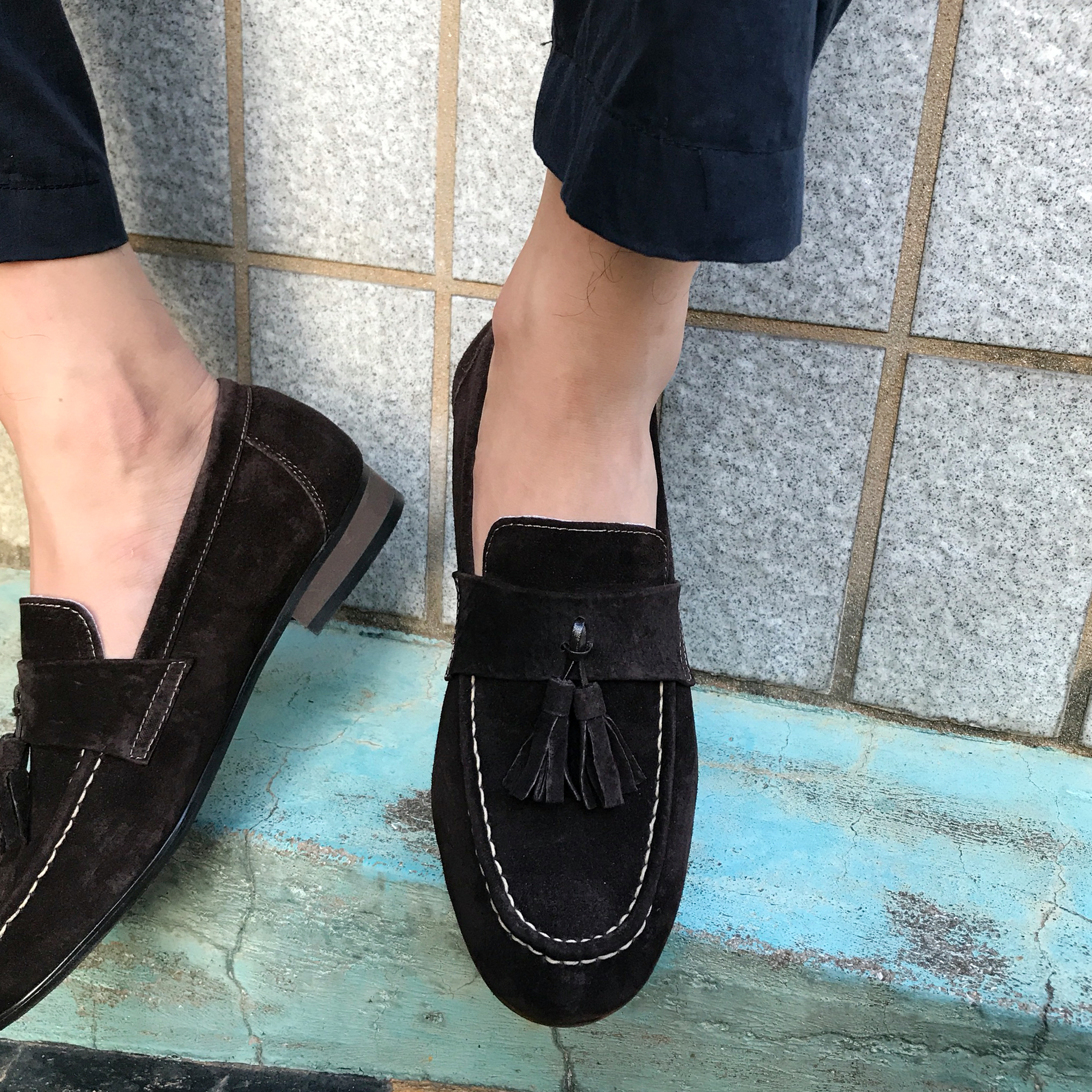 Men's suede tassel looper handmade shoes 7color