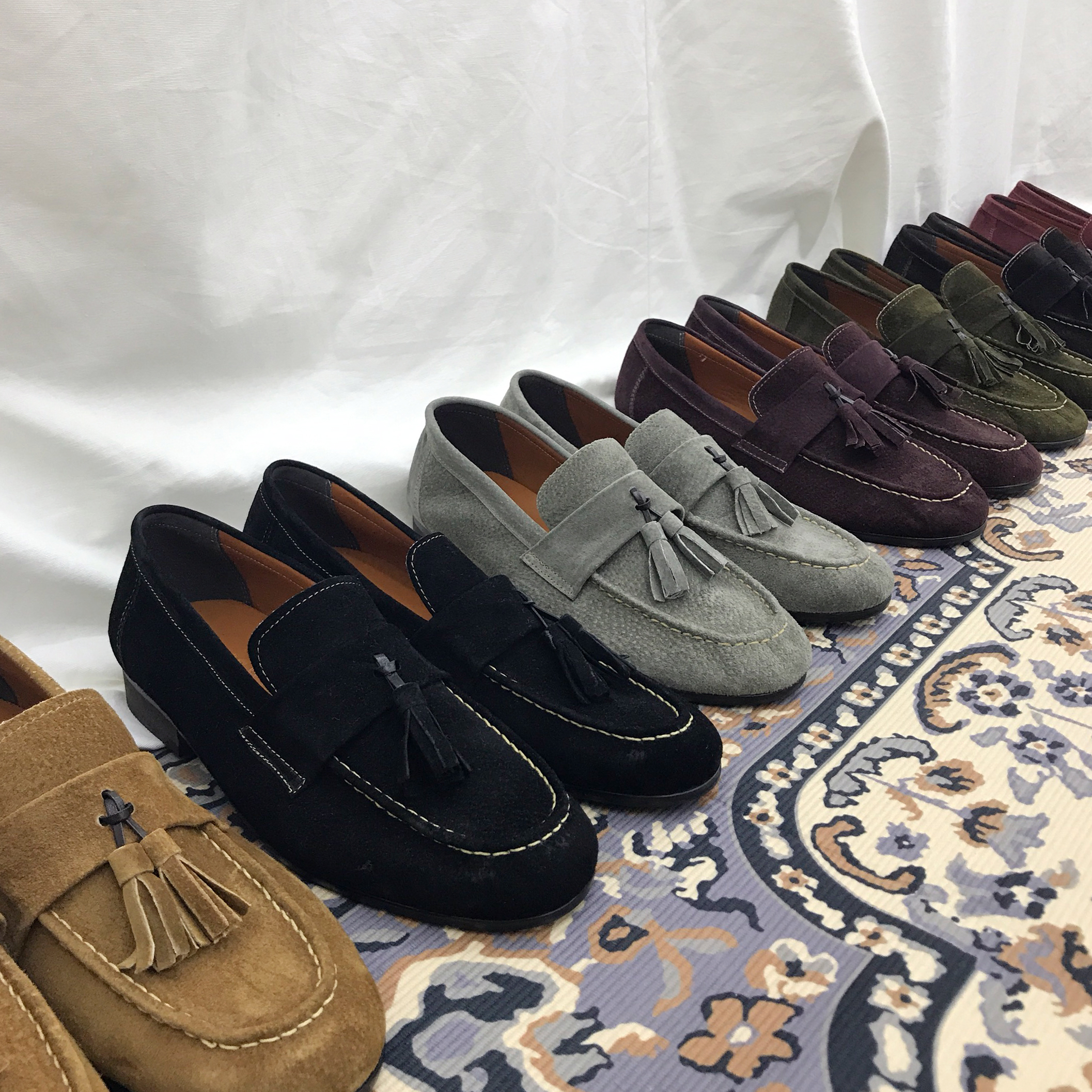 Men's suede tassel looper handmade shoes 7color
