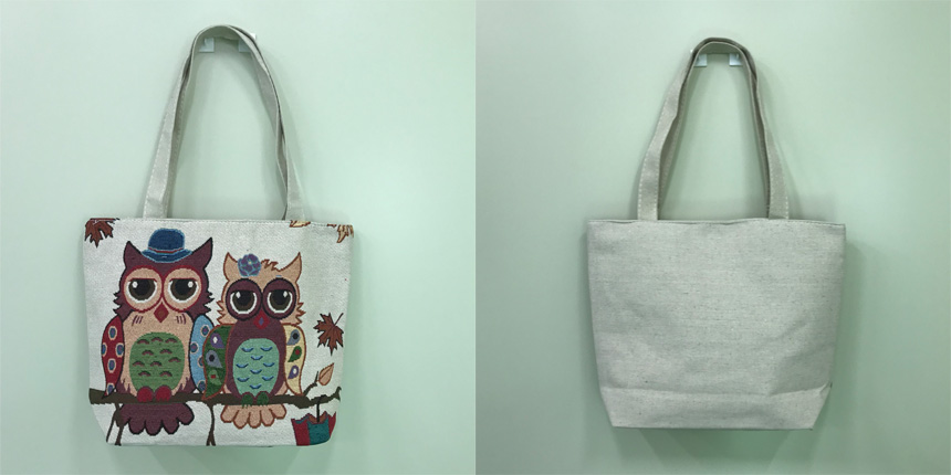 Couple Owls Embroidered Eco Bag Collection Bag Sho