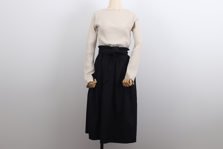 High-waisted flared skirt H-line h Long Long skirt