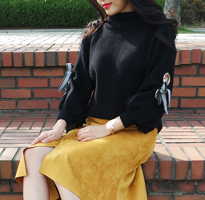 Suede incision Unlined Long skirt Samurai sniping 