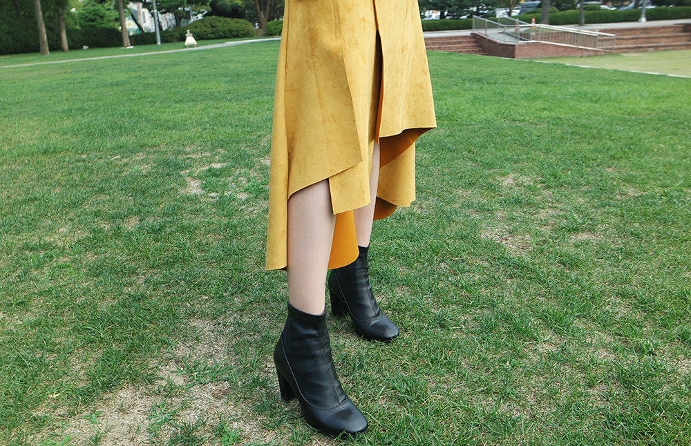 Suede incision Unlined Long skirt Samurai sniping 