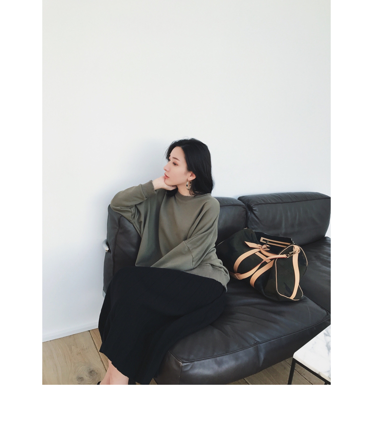 Mica La Fall Winter Pleated Knit Long Skirt Pleate