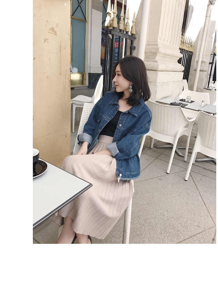 Mica La Fall Winter Pleated Knit Long Skirt Pleate