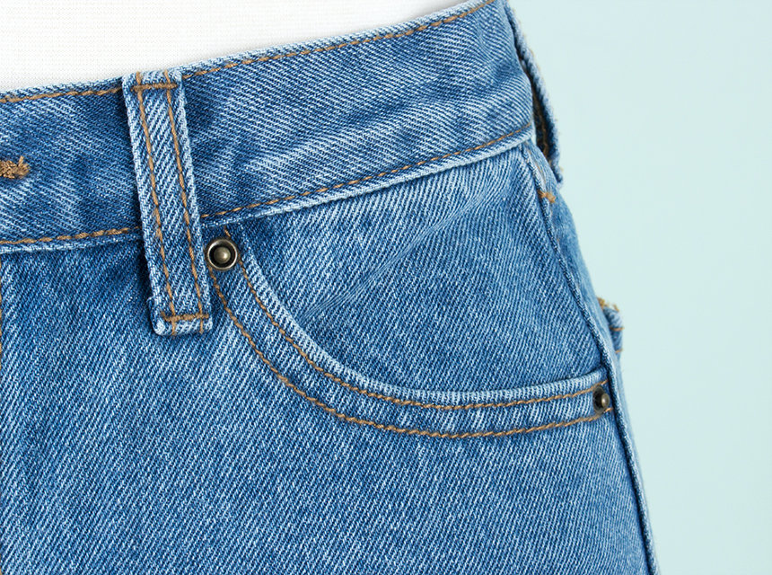 Denim Skirt H Line Damage Tear Chin 20s Female Hoo