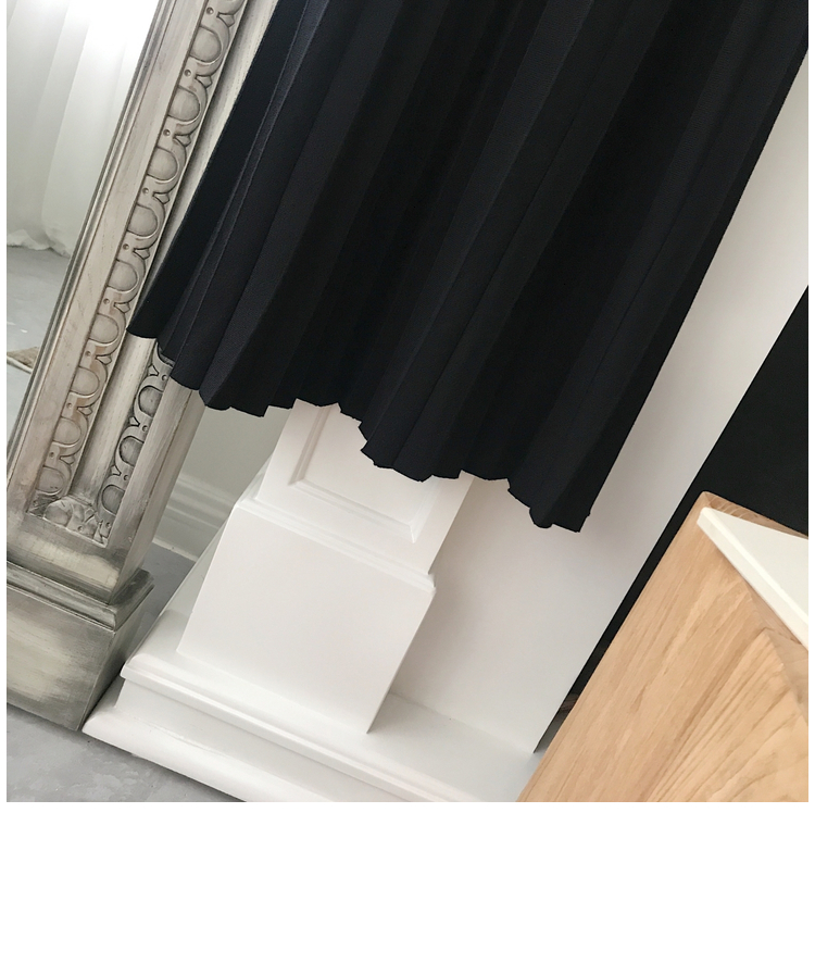 Mica La Fall Winter Pleated Knit Long Skirt Pleate