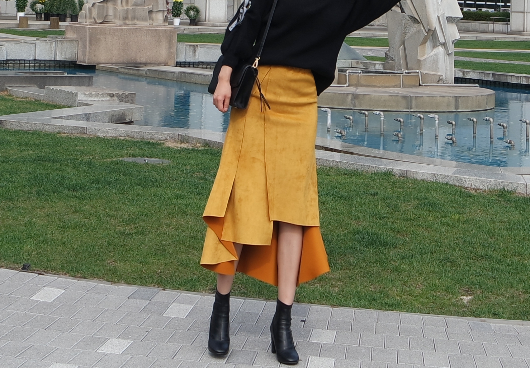 Suede incision Unlined Long skirt Samurai sniping 