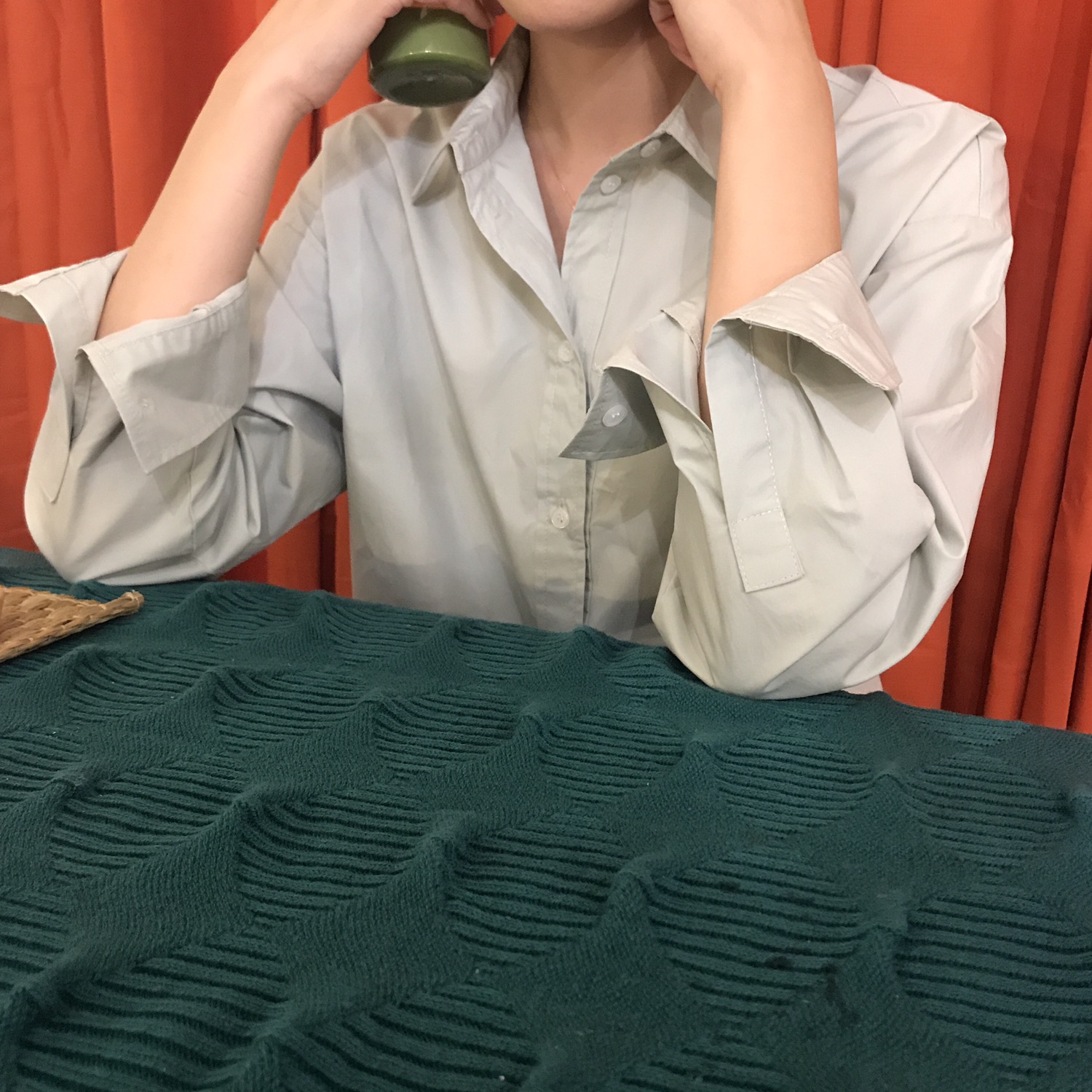 Autumn Basic Natural Mint Women Shirt Neat and cas