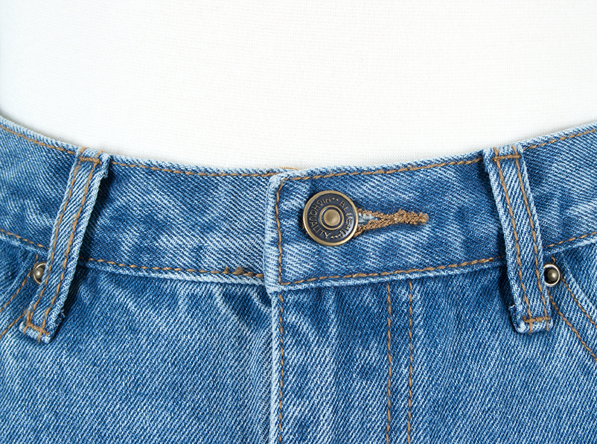 Denim Skirt H Line Damage Tear Chin 20s Female Hoo