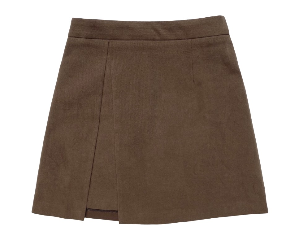 A line fall skirt Brown, black incision 44