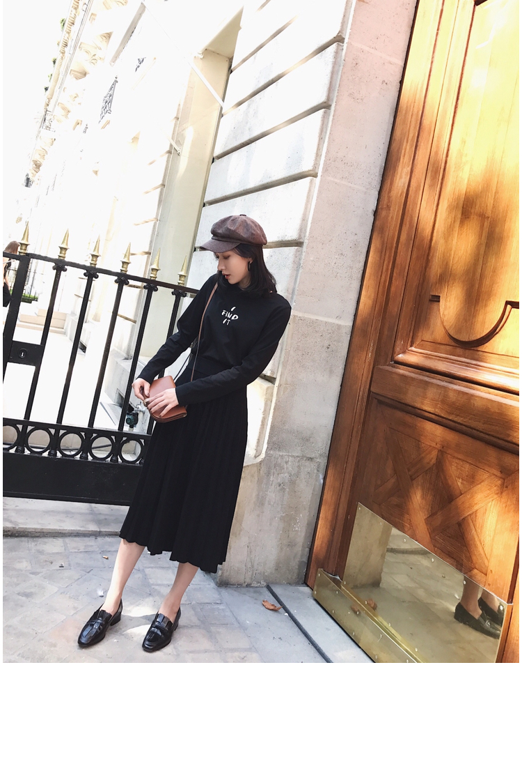 Mica La Fall Winter Pleated Knit Long Skirt Pleate